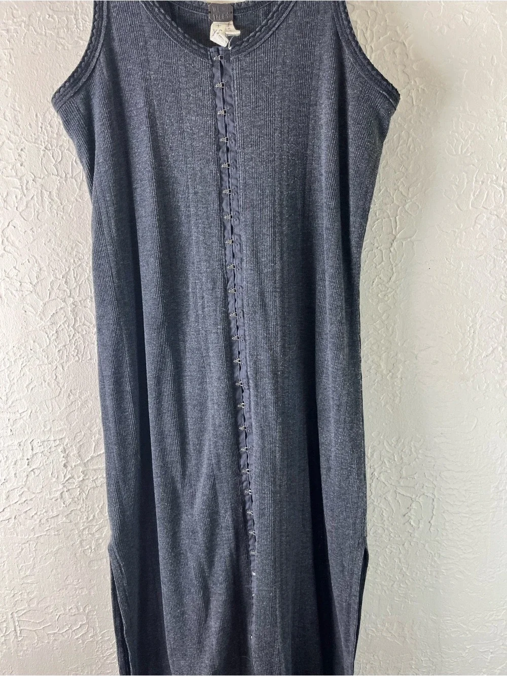Free People Drop Needle Ribbed Venice Hook Front Dress in Dark Grey